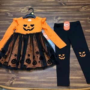 🎃Wonder Nation Toddler Girl Halloween Tutu Dress size 3T leggings size 4T🎃